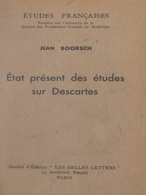 cover image of État présent des études sur Descartes